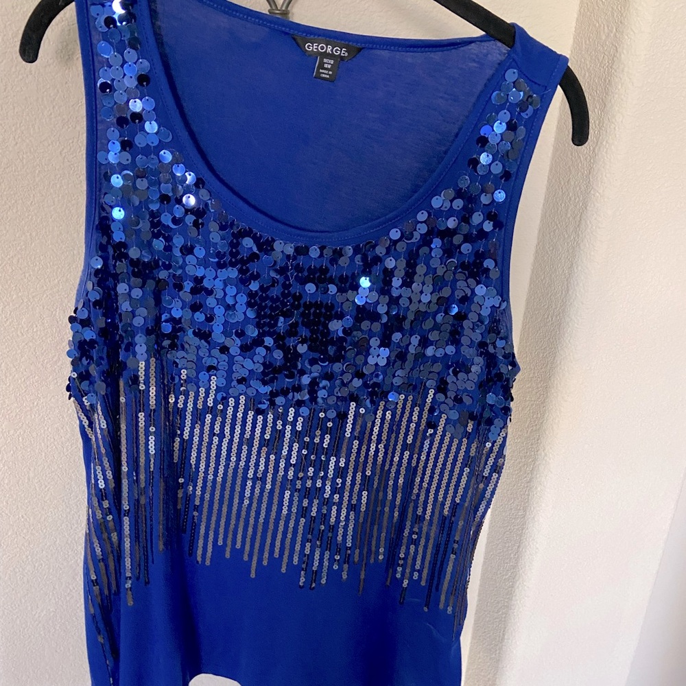 Royal blue sequined tank, xl.
